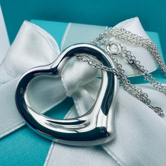 Tiffany & Co 30” EXTRA LARGE Open Heart Necklace in Silver with PACKAGING - Picture 1 of 13